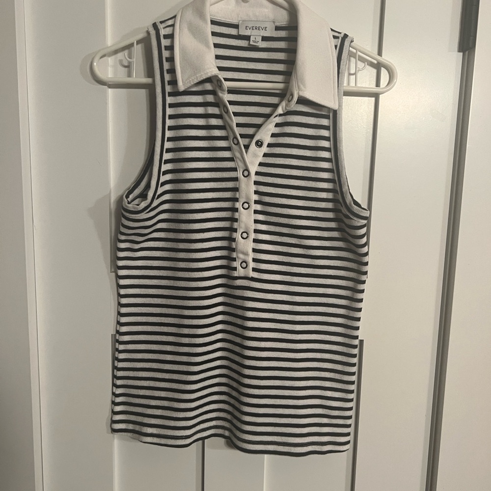 Evereve Black and White Striped Tank Top